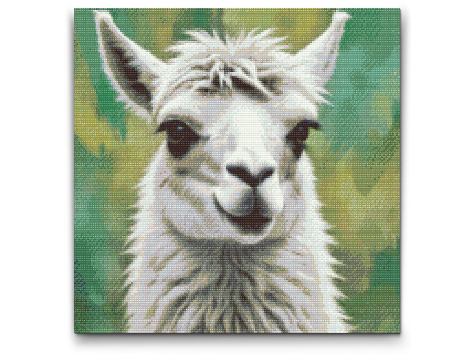 Diamond Painting - Llama i nuancer af dæmpet grønt