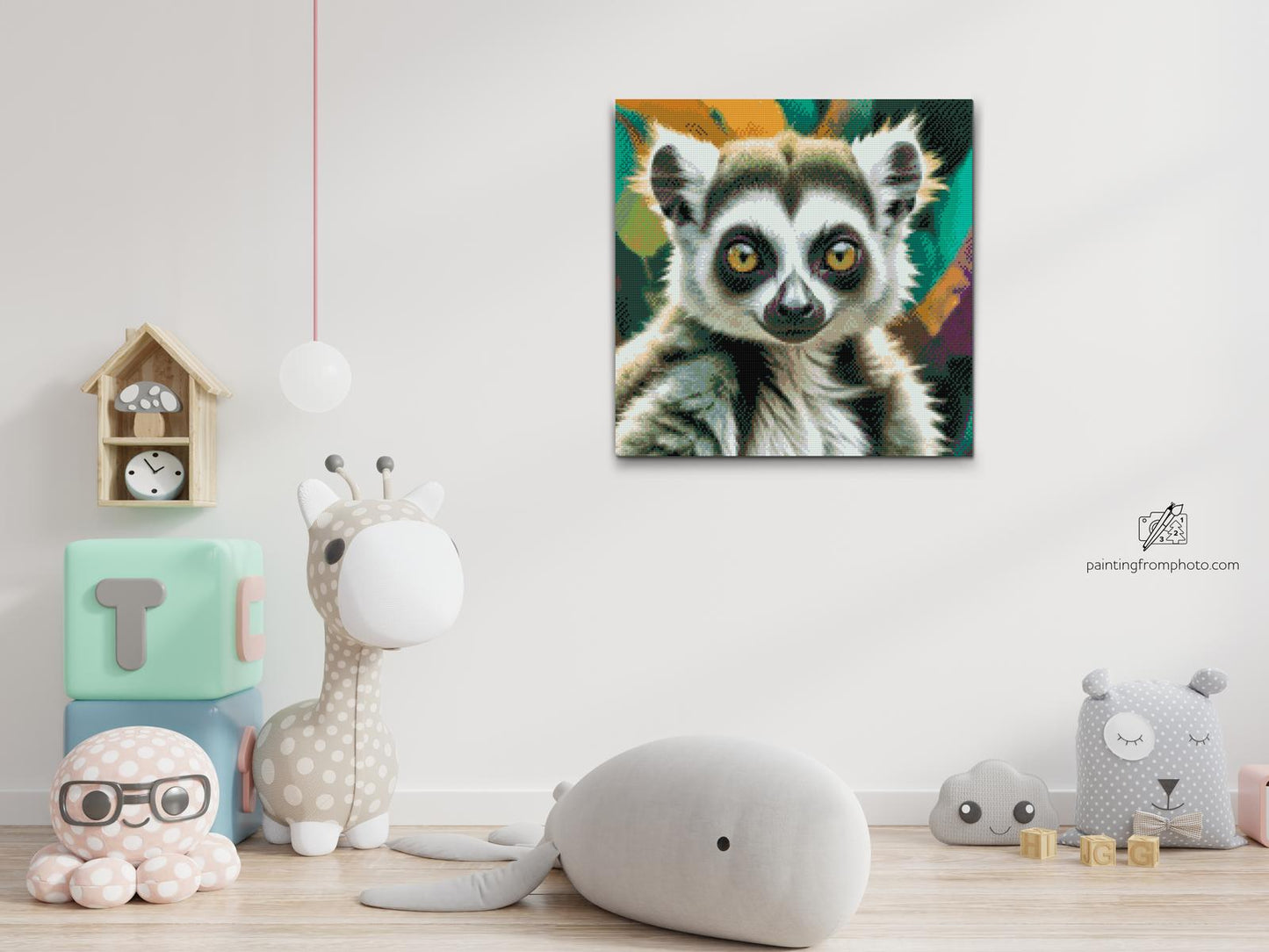 Diamond Painting - Lemur i nuancer af afdæmpet grøn