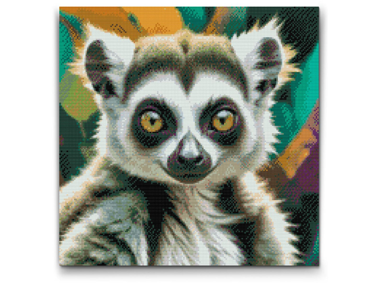 Diamond Painting - Lemur i nuancer af afdæmpet grøn
