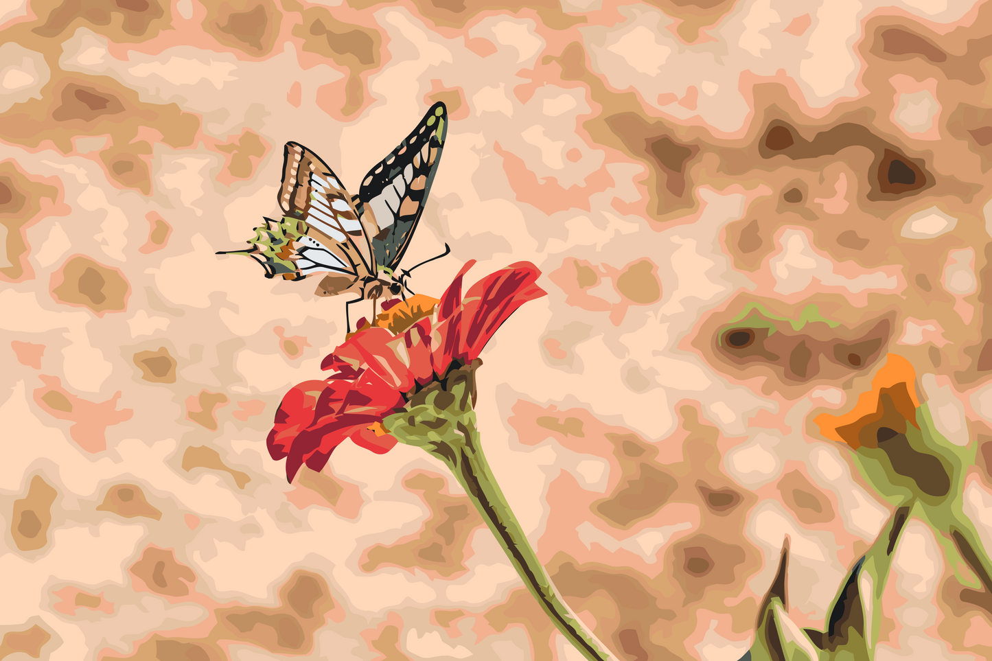 Paint by Numbers - Sommerfugl på en rød blomst 2