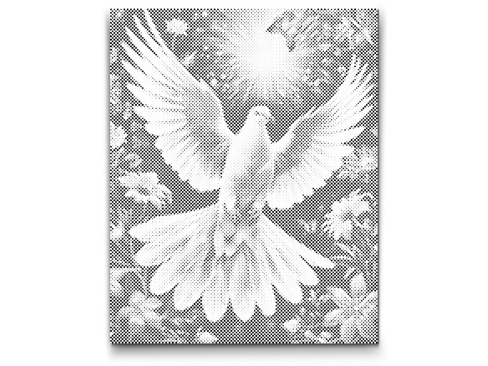 Mal-med-prikker -  Due blandt blomster