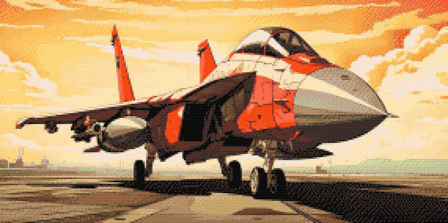 Diamond Painting - Rødt jagerfly