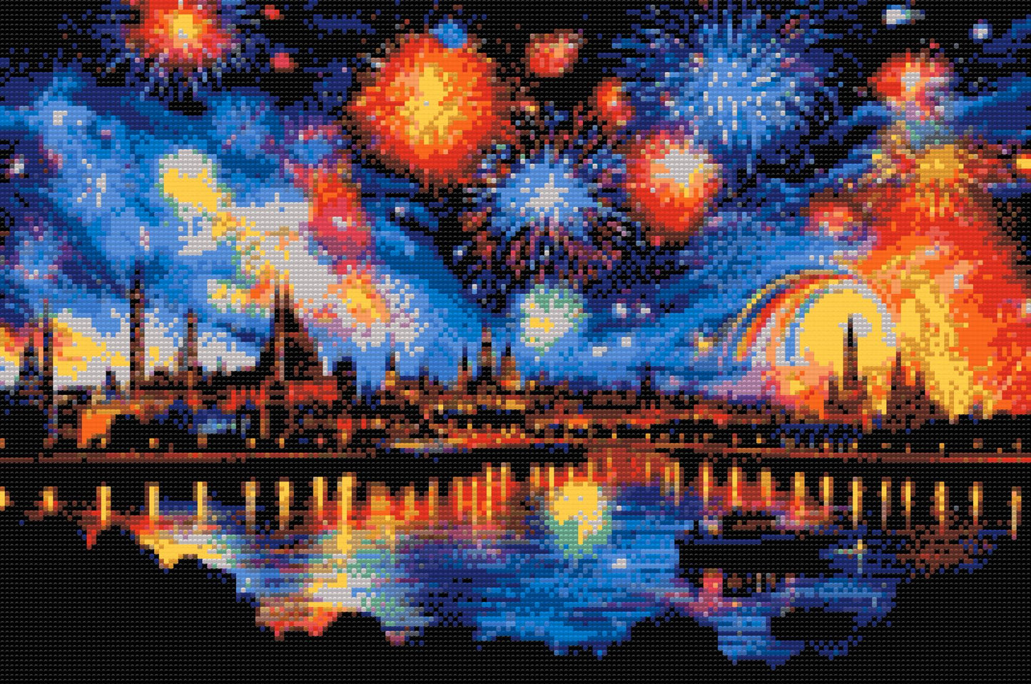 Diamond Painting - Fyrværkeri i byen