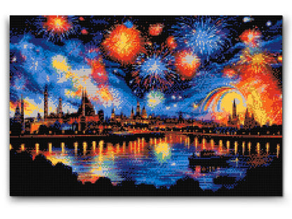 Diamond Painting - Fyrværkeri i byen