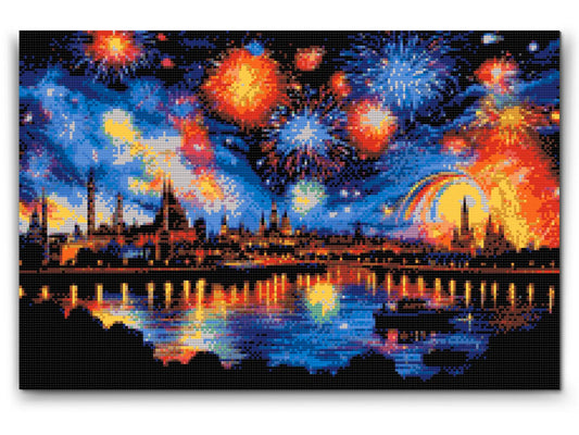 Diamond Painting - Fyrværkeri i byen