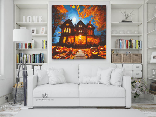 Diamond Painting - Halloween-huset under fuldmånen