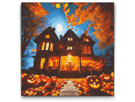 Diamond Painting - Halloween-huset under fuldmånen