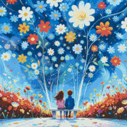 Diamond Painting - Forelskede par på bænken
