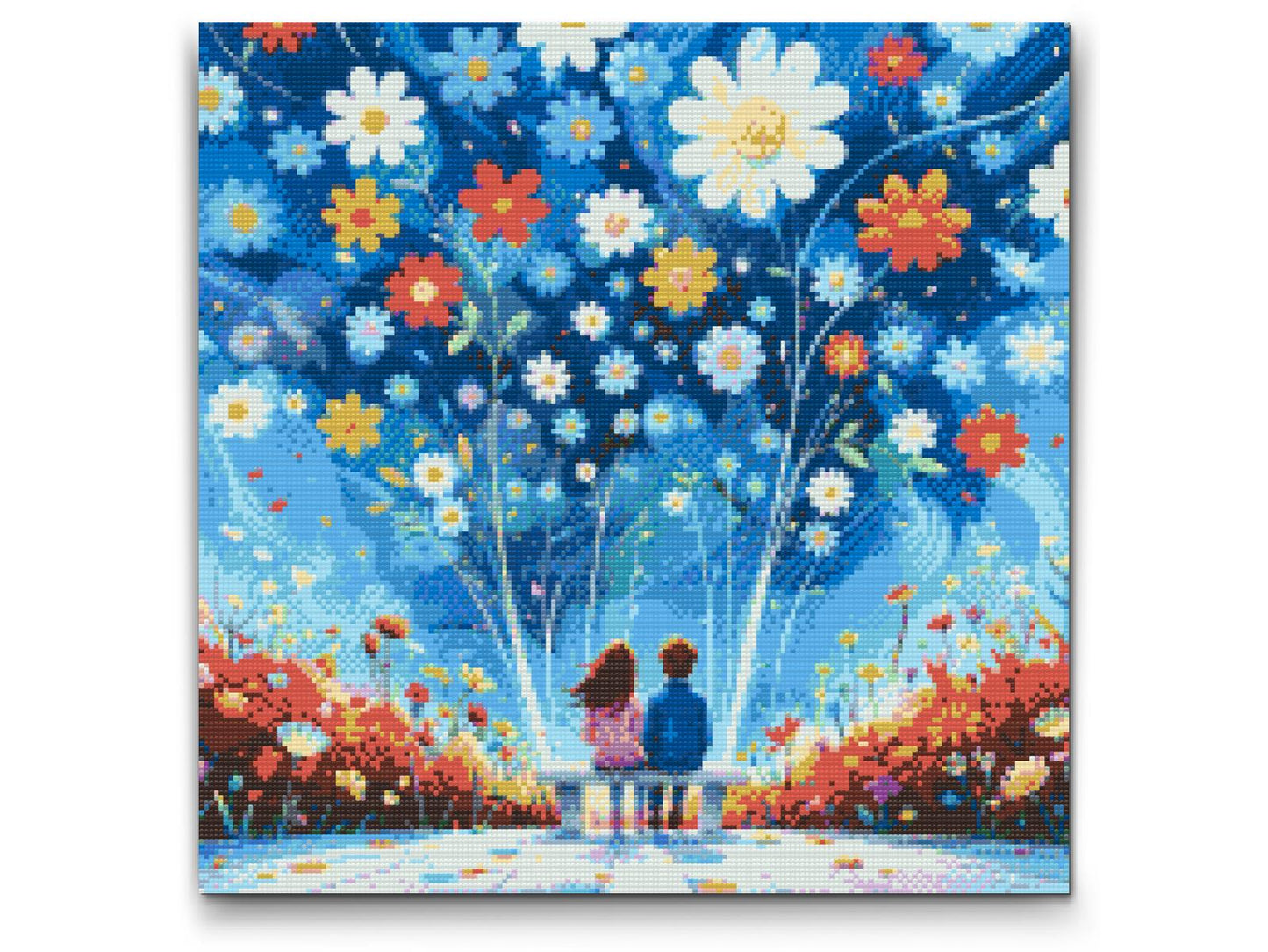 Diamond Painting - Forelskede par på bænken