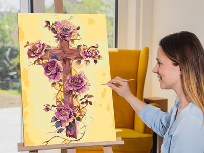 Paint by Numbers - Kors med blomster
