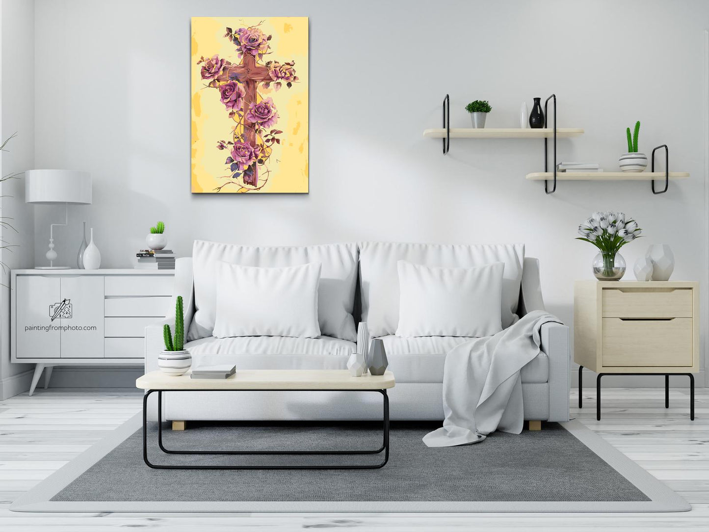 Paint by Numbers - Kors med blomster