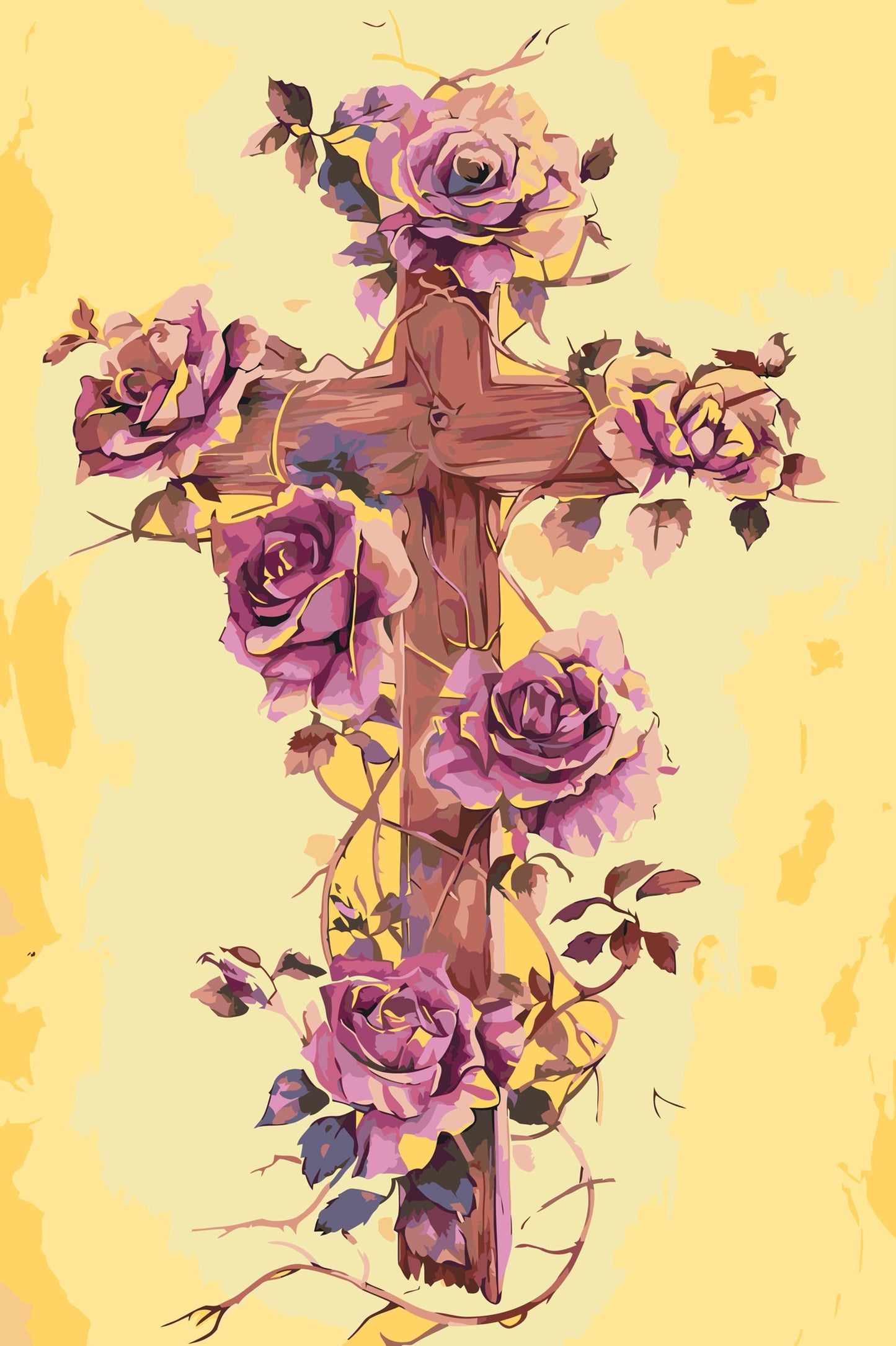 Paint by Numbers - Kors med blomster