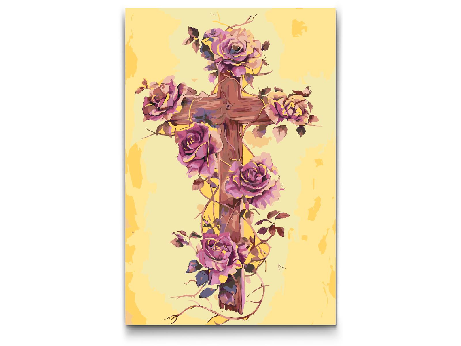 Paint by Numbers - Kors med blomster