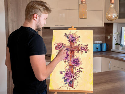 Diamond Painting - Kors med blomster