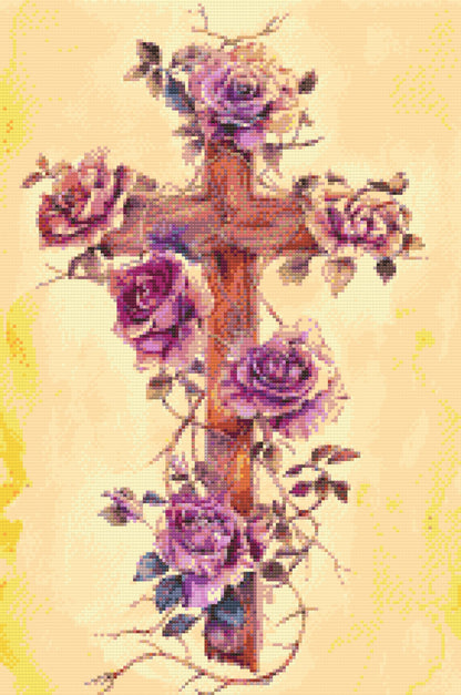 Diamond Painting - Kors med blomster