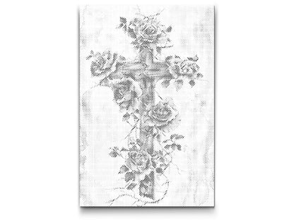 Mal-med-prikker -  Kors med blomster