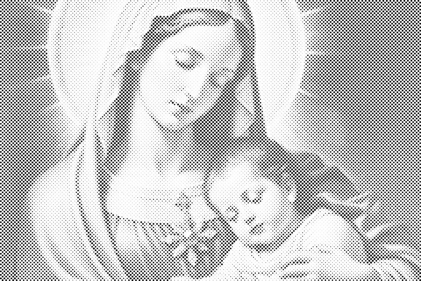 Mal-med-prikker -  Jomfru Maria med barnet