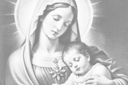 Mal-med-prikker -  Jomfru Maria med barnet
