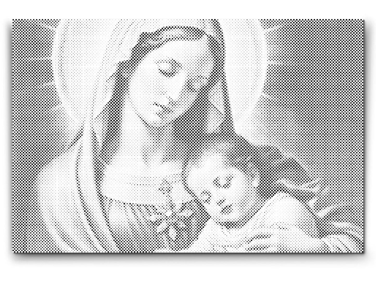 Mal-med-prikker -  Jomfru Maria med barnet