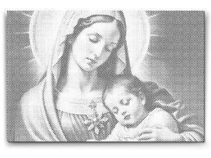Mal-med-prikker -  Jomfru Maria med barnet
