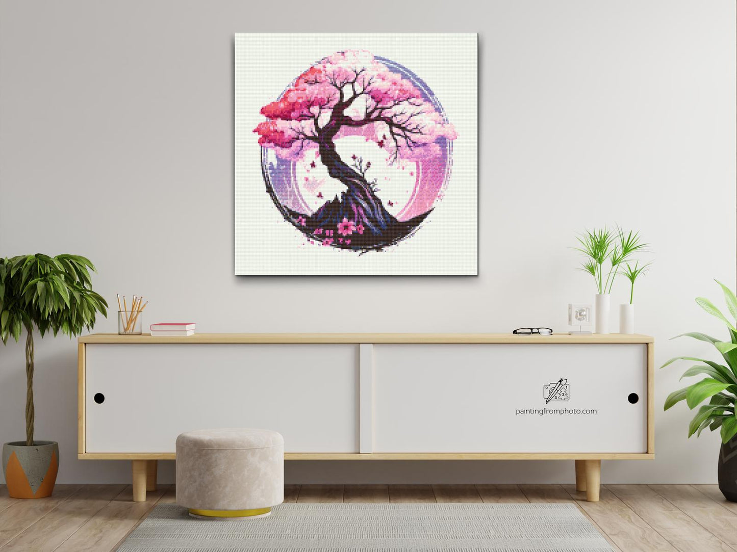 Diamond Painting - Farverige sakura-bonsai