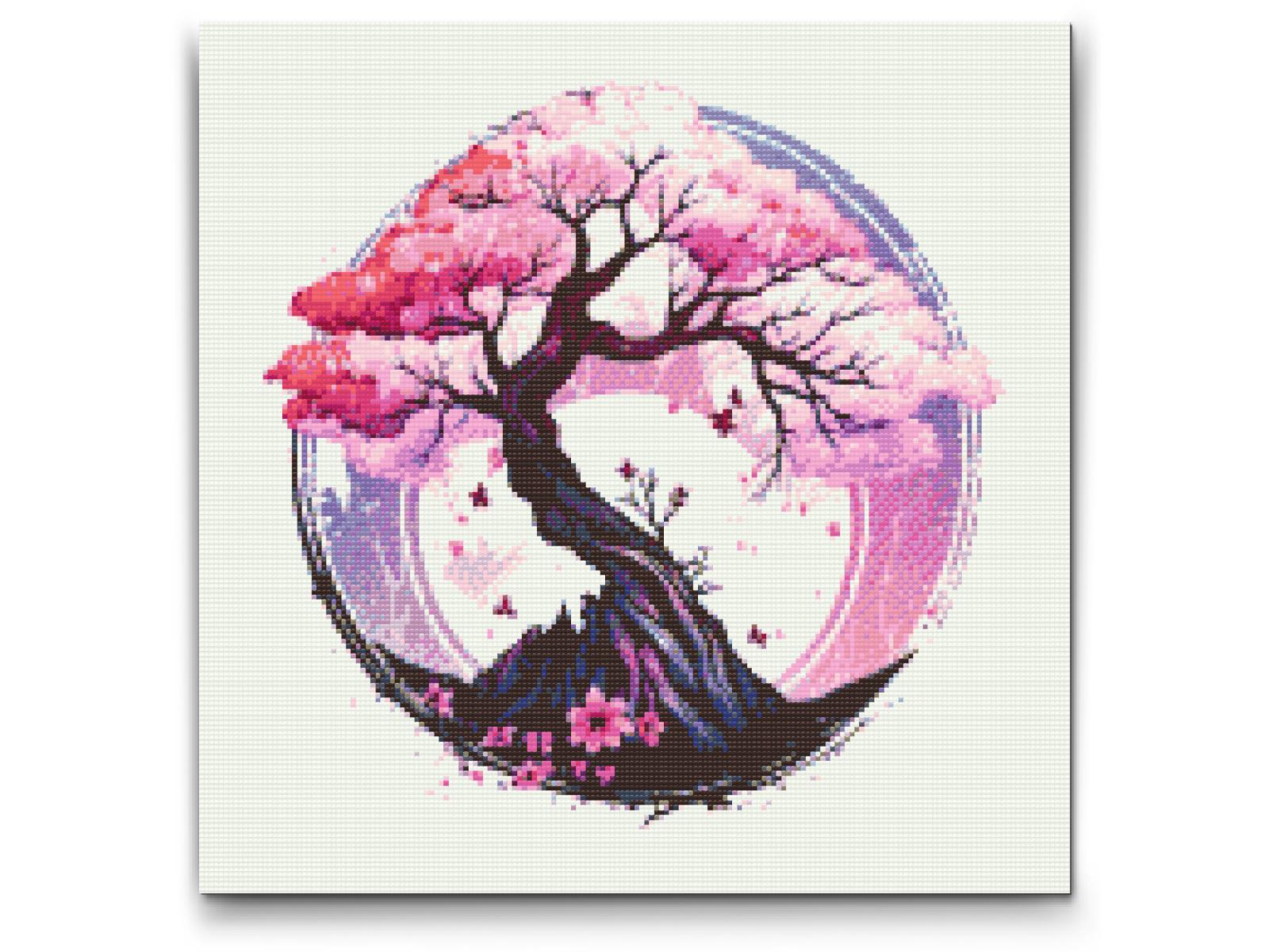 Diamond Painting - Farverige sakura-bonsai