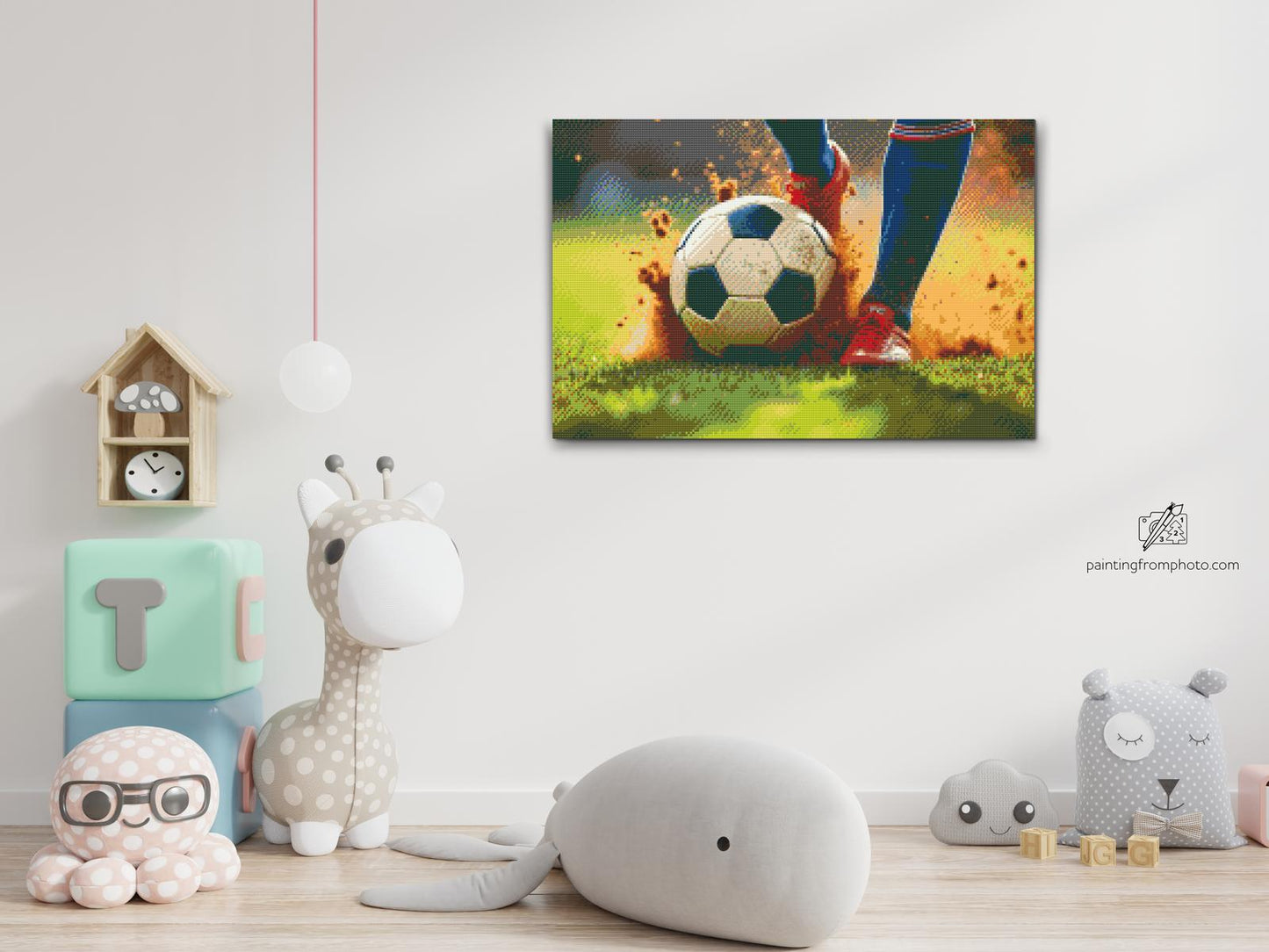 Diamond Painting - Nærbillede af en fodboldbold