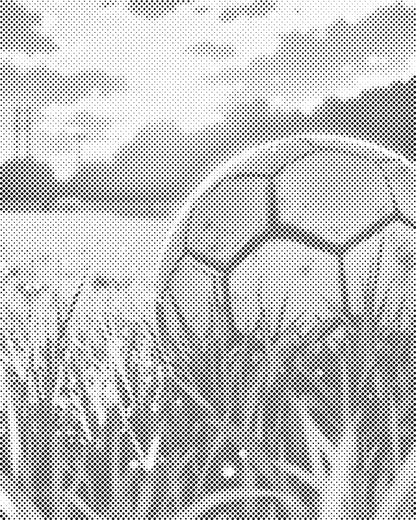 Mal-med-prikker -  Fodbold ved solnedgang