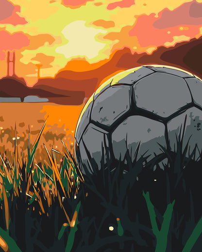 Paint by Numbers - Fodbold ved solnedgang