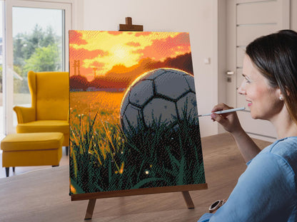 Diamond Painting - Fodbold ved solnedgang