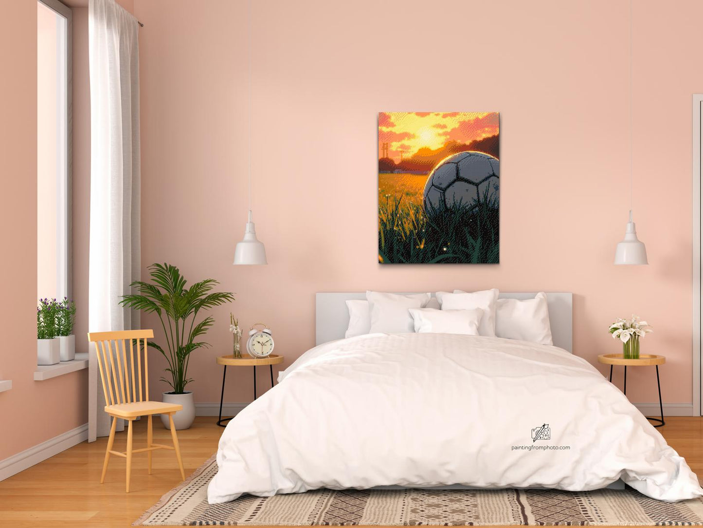 Diamond Painting - Fodbold ved solnedgang