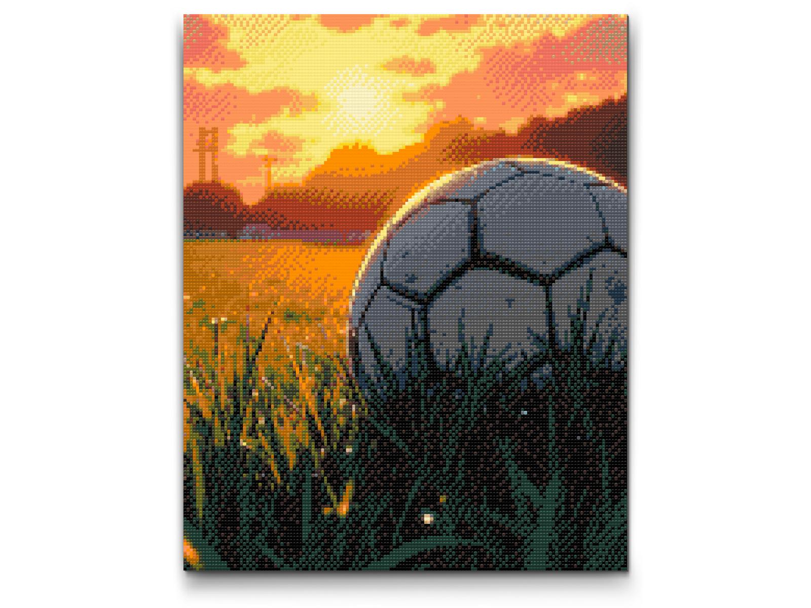 Diamond Painting - Fodbold ved solnedgang