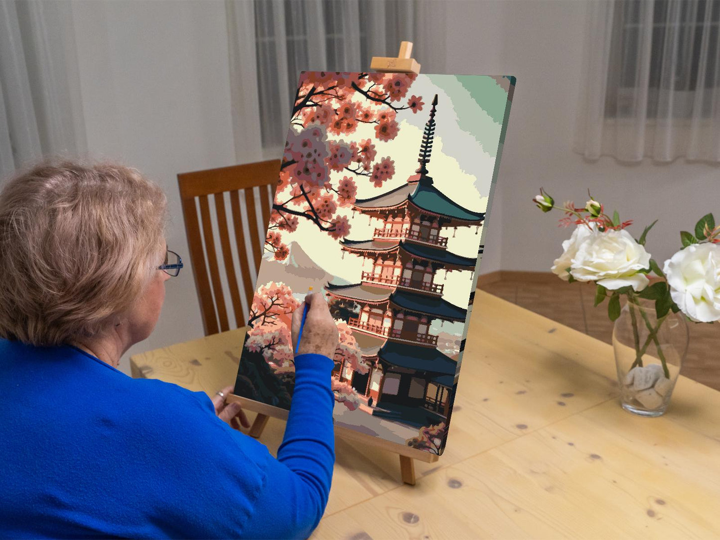 Paint by Numbers - Pagode med sakura