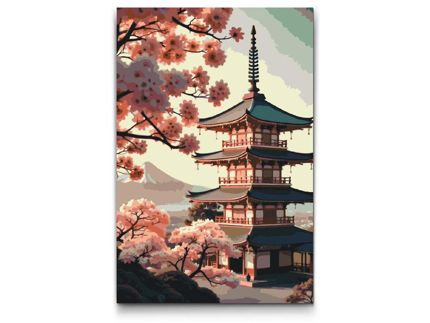 Paint by Numbers - Pagode med sakura