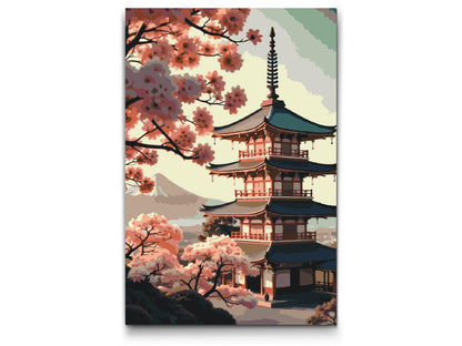 Paint by Numbers - Pagode med sakura