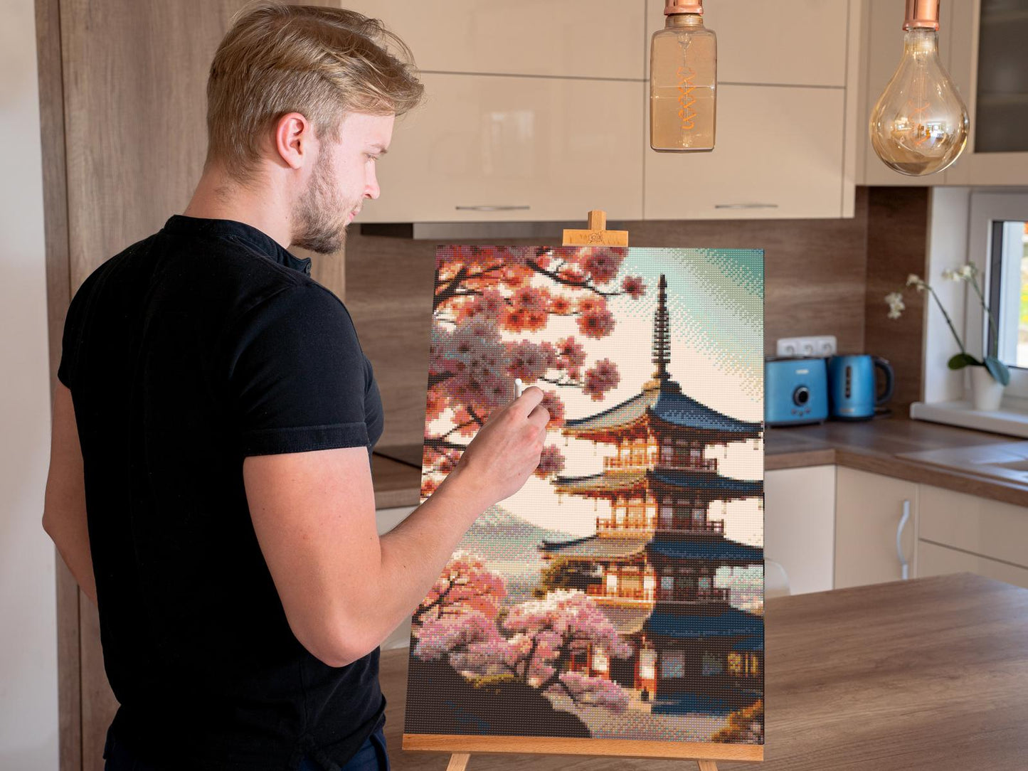 Diamond Painting - Pagode med sakura
