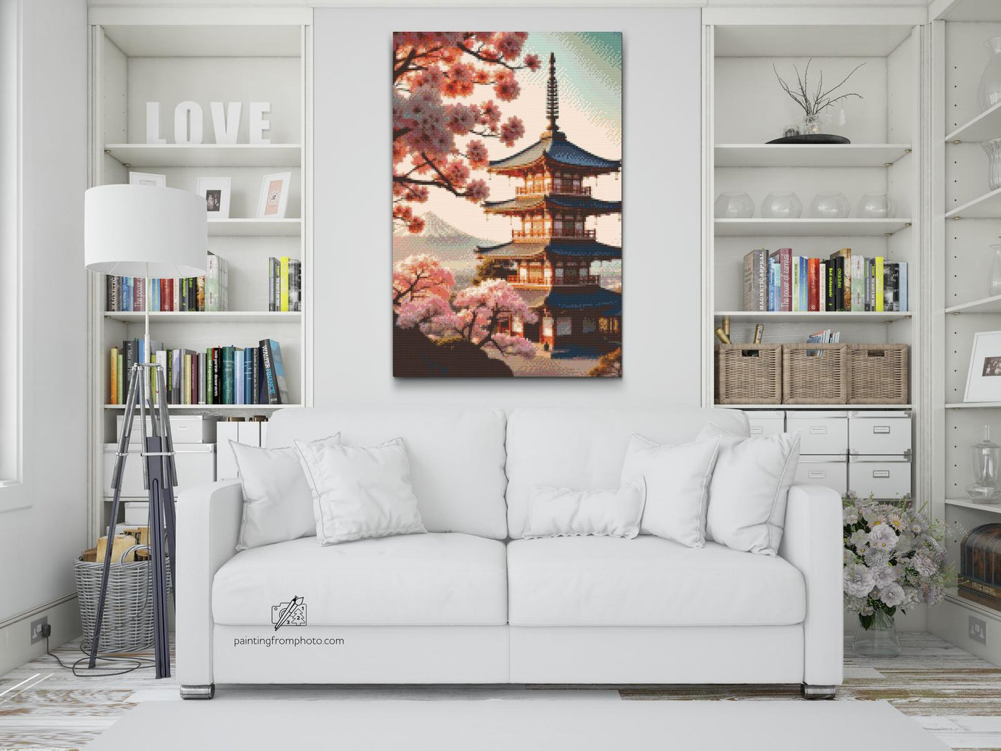 Diamond Painting - Pagode med sakura