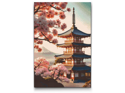 Diamond Painting - Pagode med sakura