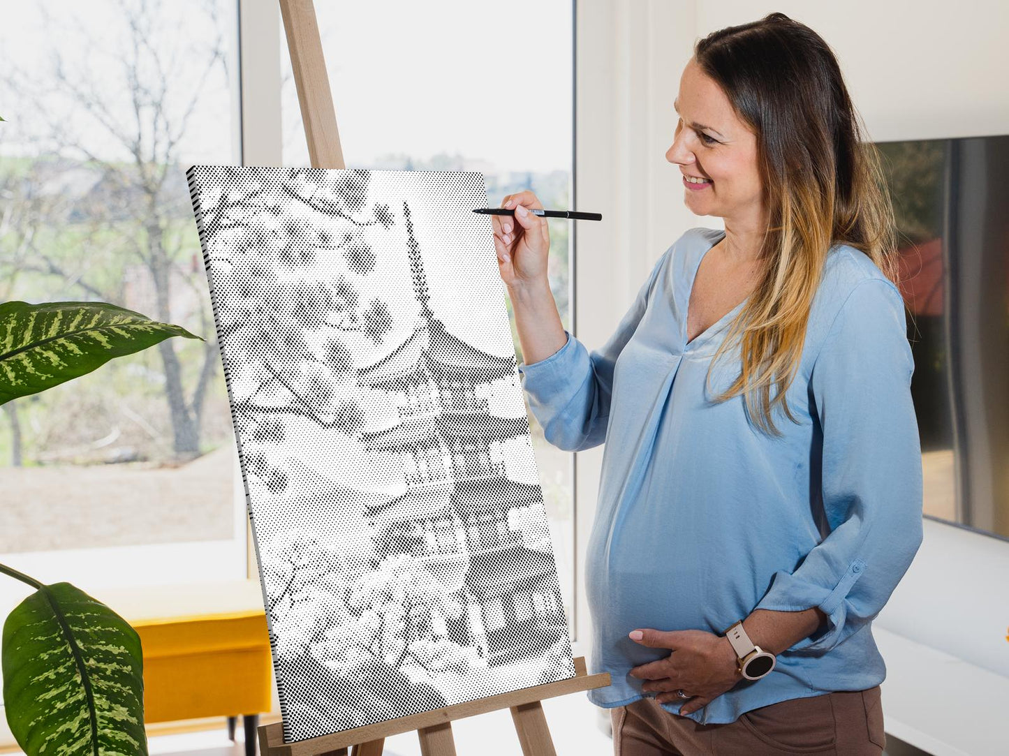 Mal-med-prikker -  Pagode med sakura