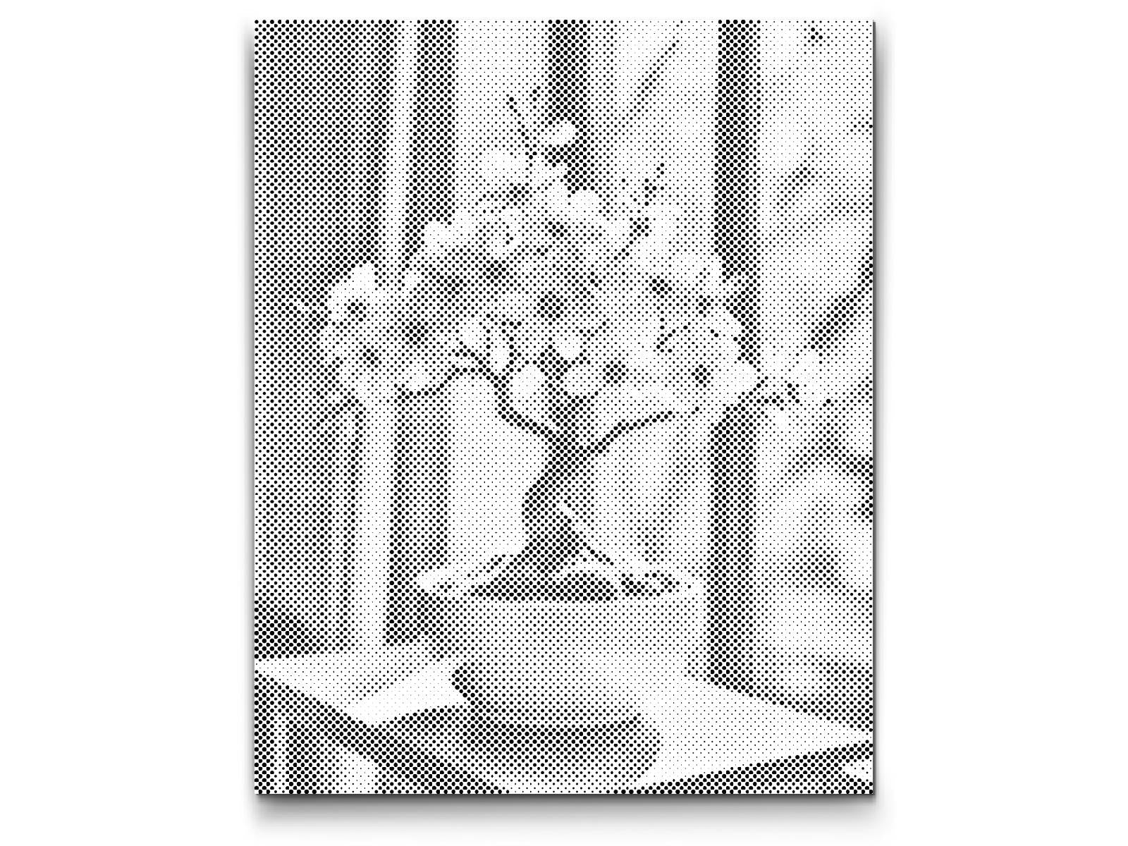 Mal-med-prikker -  Sakura bonsai ved vinduet