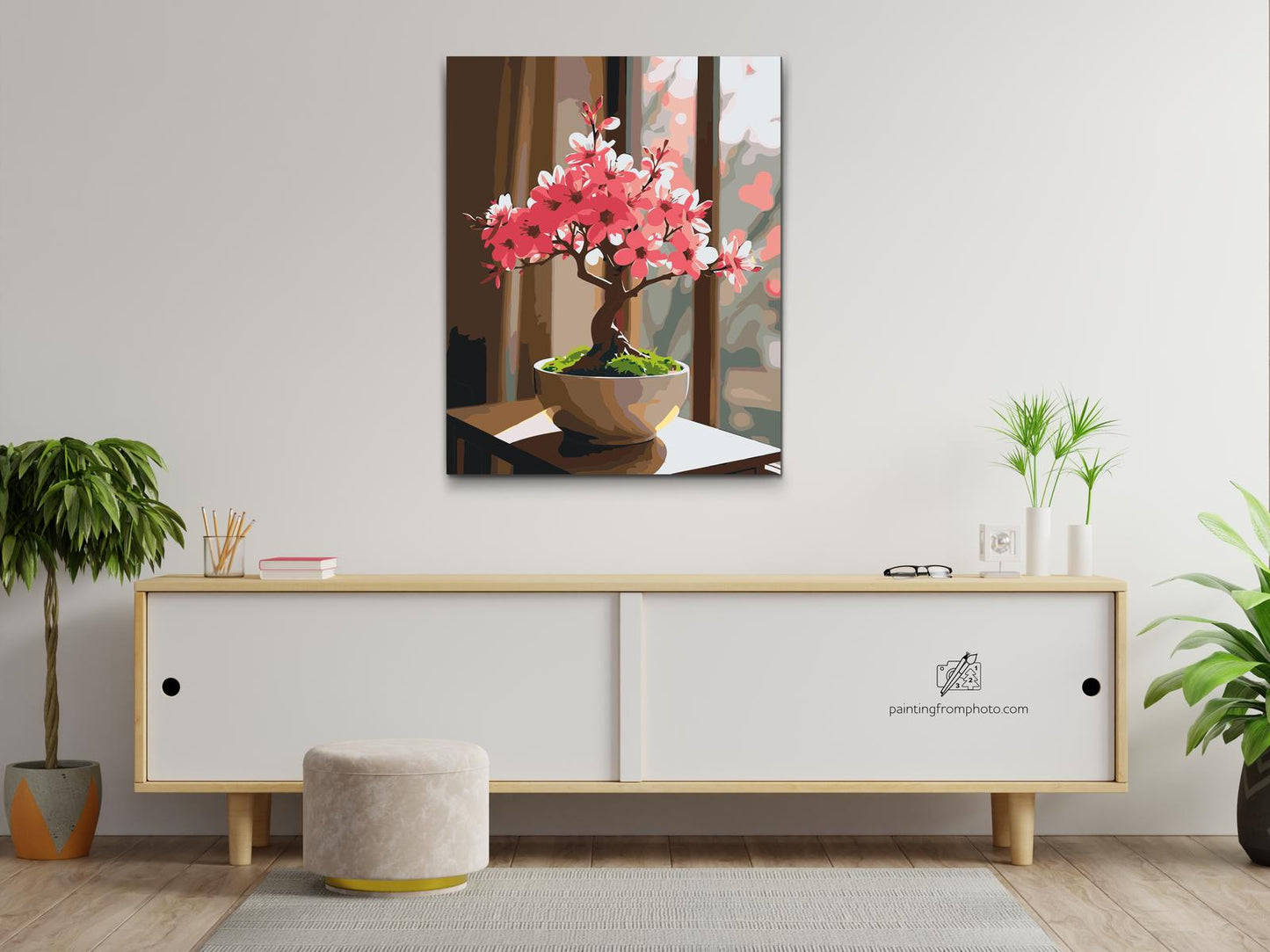 Paint by Numbers - Sakura bonsai ved vinduet