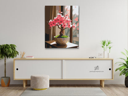 Paint by Numbers - Sakura bonsai ved vinduet