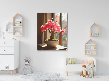 Diamond Painting - Sakura bonsai ved vinduet