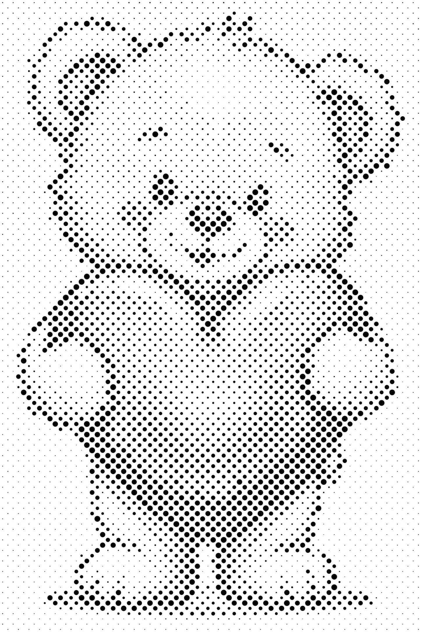 Mal-med-prikker -  Bamse med hjerte
