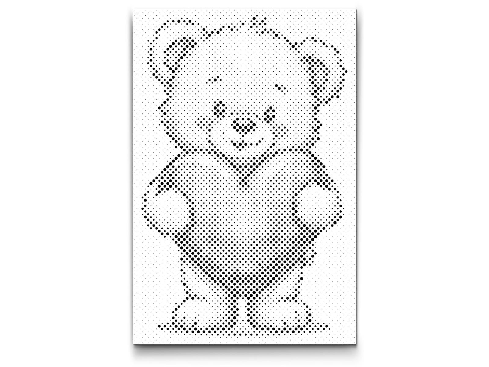 Mal-med-prikker -  Bamse med hjerte