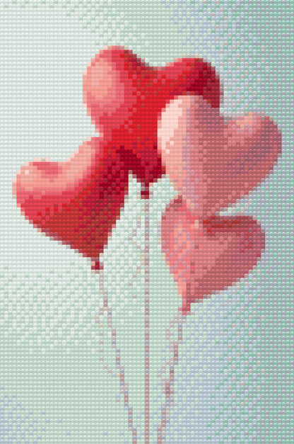 Diamond Painting - Hjerteformede balloner