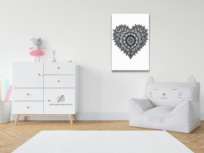Diamond Painting - Sort og hvidt hjerte