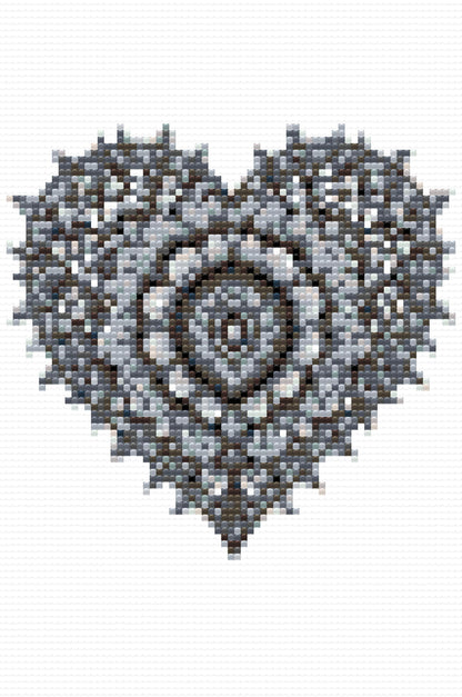 Diamond Painting - Sort og hvidt hjerte
