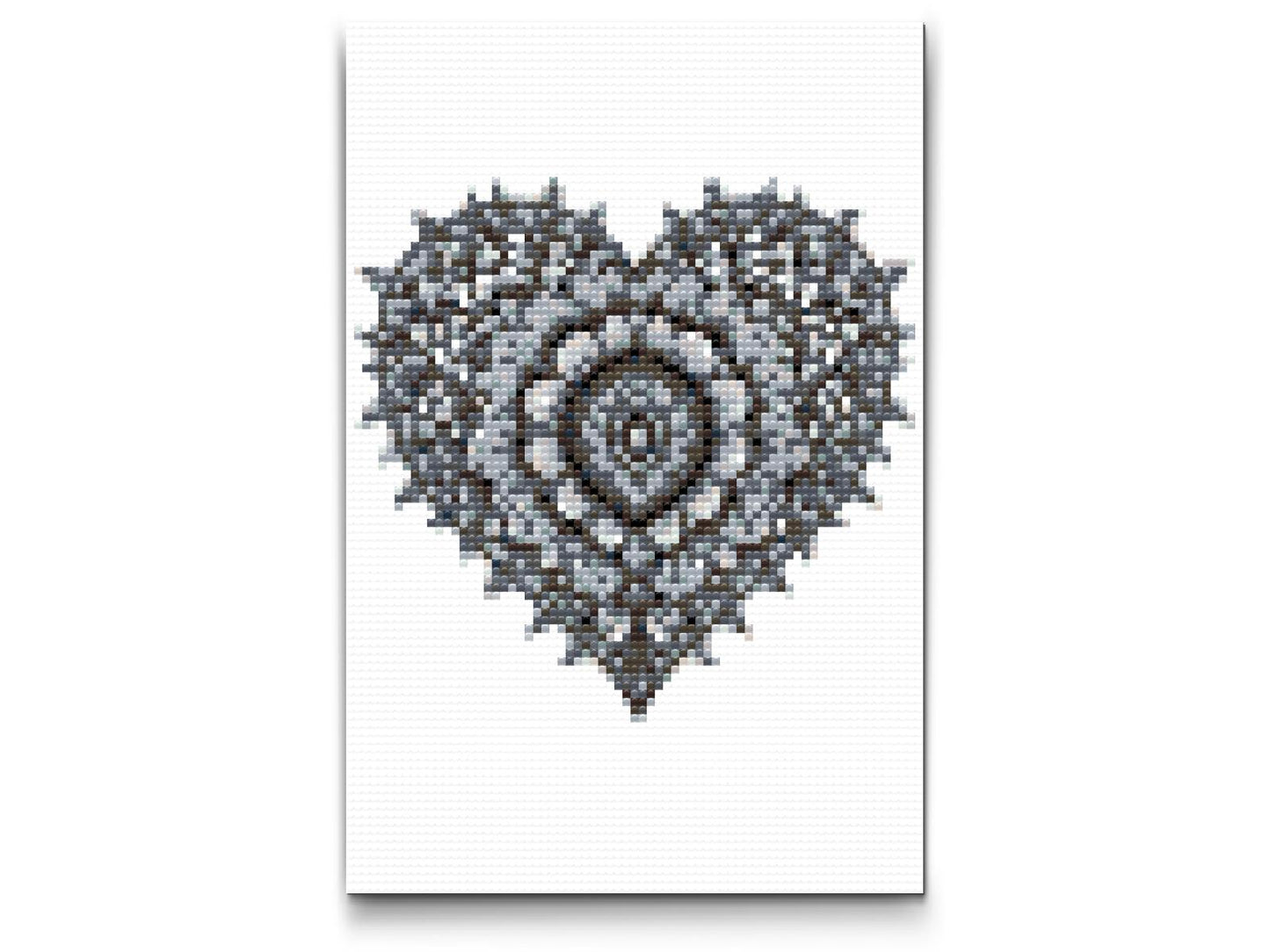 Diamond Painting - Sort og hvidt hjerte