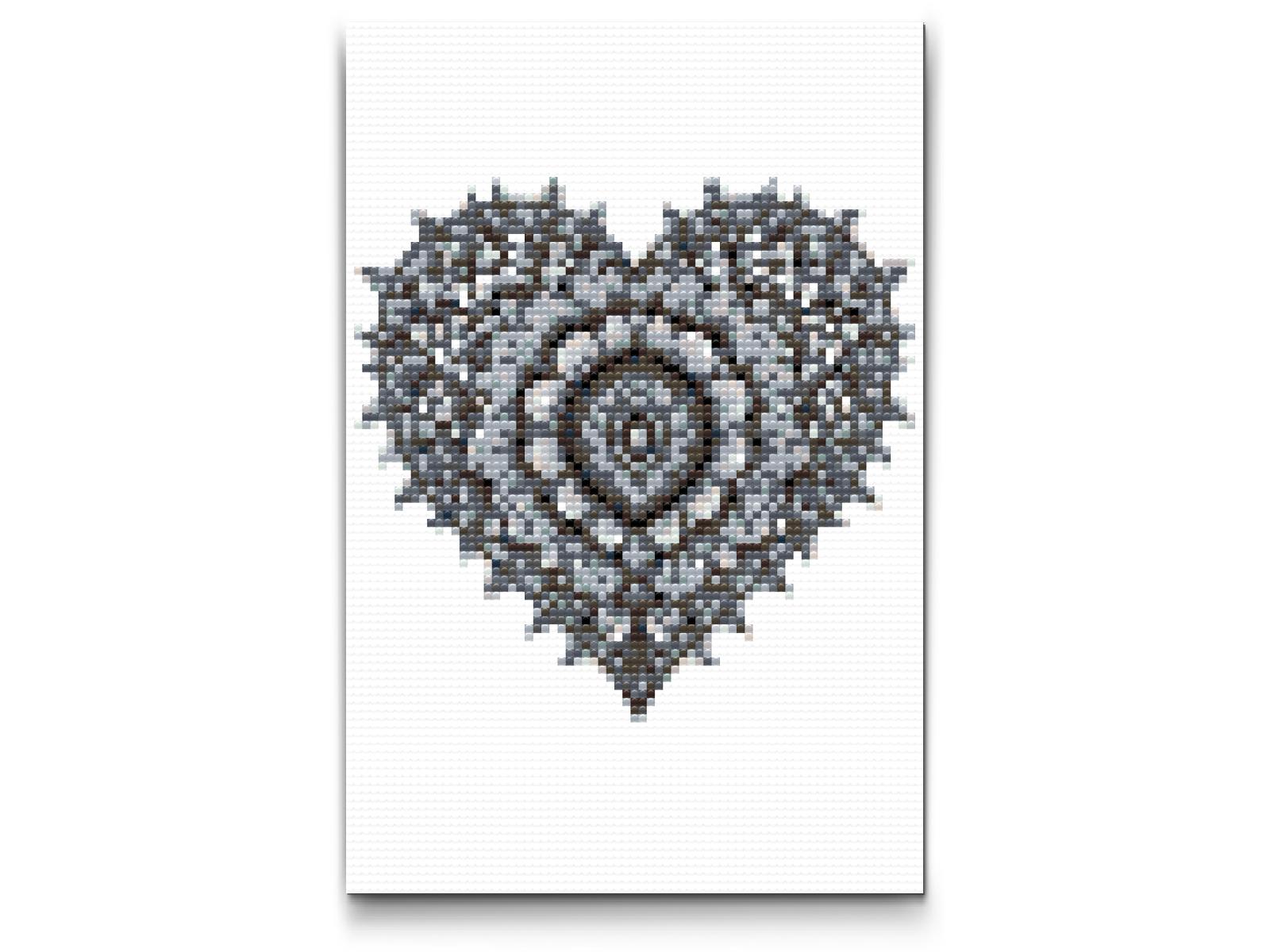 Diamond Painting - Sort og hvidt hjerte